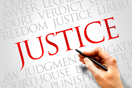 Graphic showing the word 'justice'; we offer no win no fees to help you access employment tribunals.